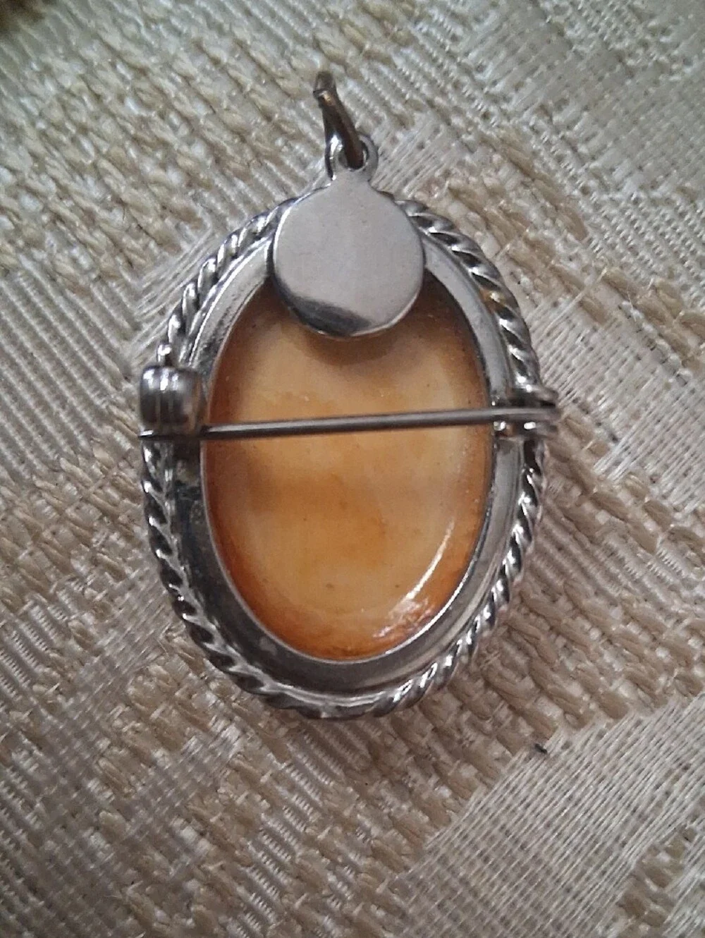 Vintage Ship Scrimshaw Pendant   Brooch